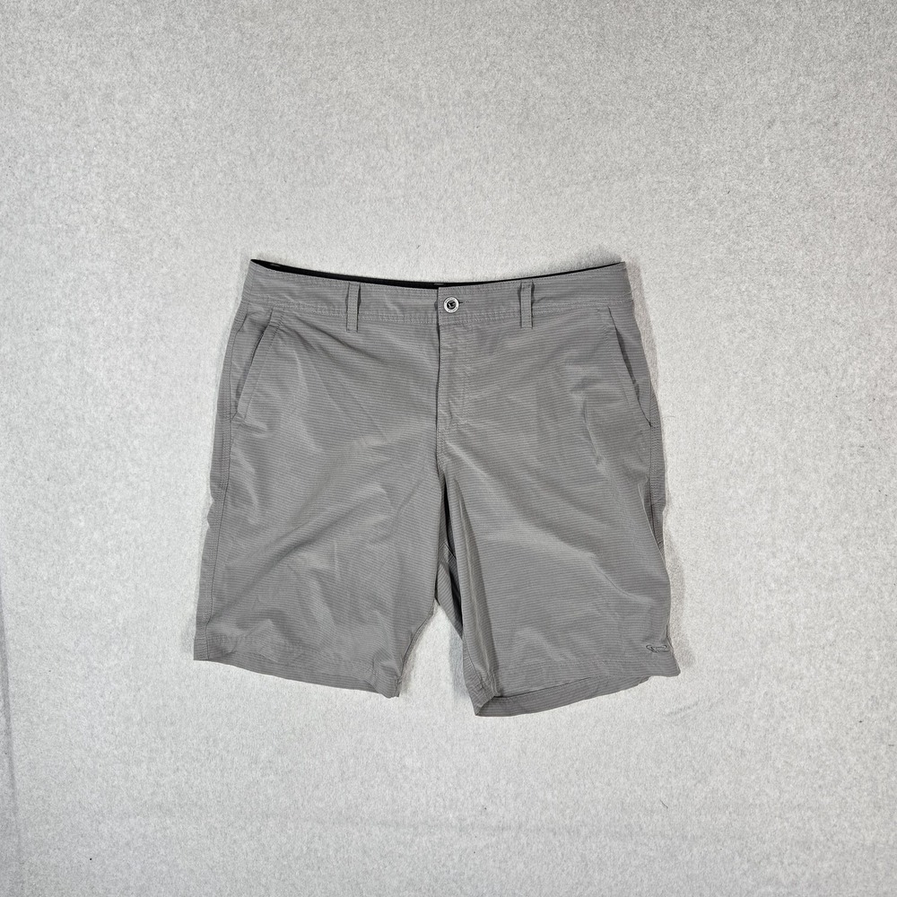O'Neill Men Shorts 36 Gray Striped Chino Hybrid Pockets 9" Inseam Stretch